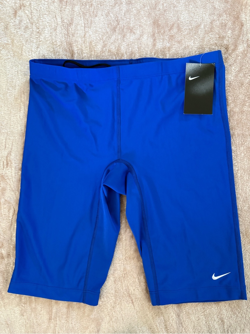 Nike Blue and Black Athletic Shorts with White Swoosh